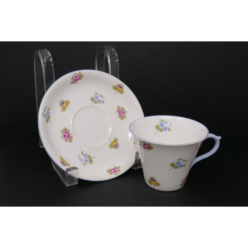 Shelley Fine Bone China England Vintage Rose Pansy Forget-Me-Not Cup & Saucer
